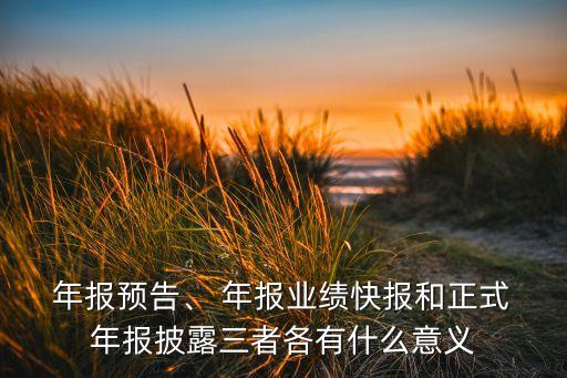  年報預(yù)告、 年報業(yè)績快報和正式 年報披露三者各有什么意義
