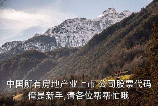 中國所有房地產(chǎn)業(yè)上市 公司股票代碼俺是新手,請(qǐng)各位幫幫忙哦