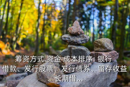 籌資方式 資金 成本排序: 銀行 借款、發(fā)行股票、發(fā)行債券、留存收益、長(zhǎng)期借...