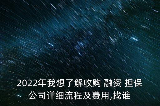 2022年我想了解收購 融資 擔(dān)保公司詳細(xì)流程及費(fèi)用,找誰