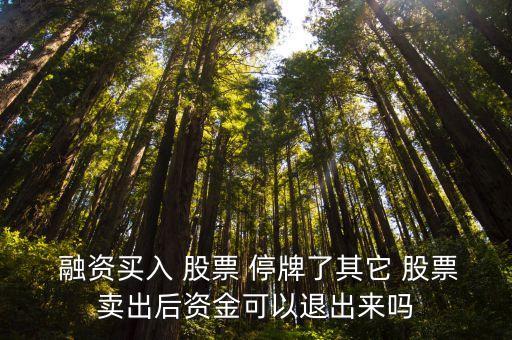  融資買入 股票 停牌了其它 股票賣出后資金可以退出來(lái)嗎
