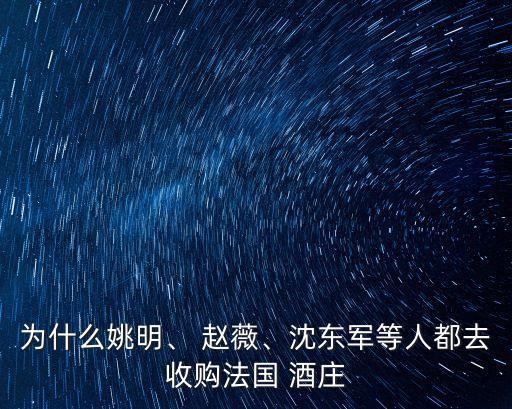 為什么姚明、 趙薇、沈東軍等人都去收購法國 酒莊