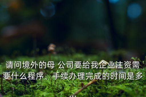 請問境外的母 公司要給我企業(yè)注資需要什么程序、手續(xù)辦理完成的時(shí)間是多...