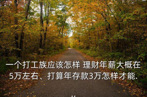 一個(gè)打工族應(yīng)該怎樣 理財(cái)年薪大概在5萬左右、打算年存款3萬怎樣才能...