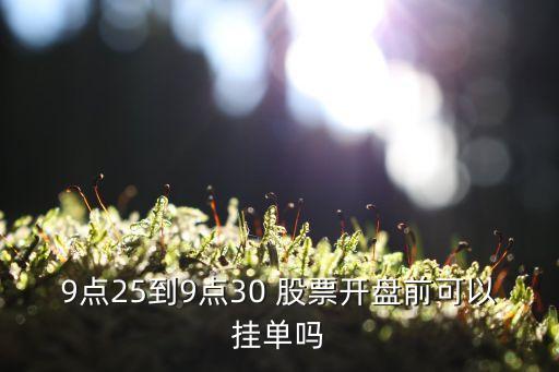 9點(diǎn)25到9點(diǎn)30 股票開(kāi)盤(pán)前可以?huà)靻螁? class=