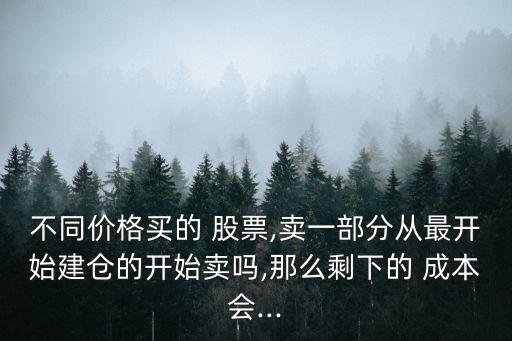 賣出部分股票成本變高,股票當(dāng)天賣出又買進成本怎么算