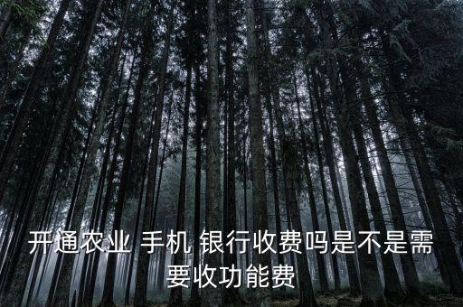 開通農(nóng)業(yè) 手機(jī) 銀行收費嗎是不是需要收功能費