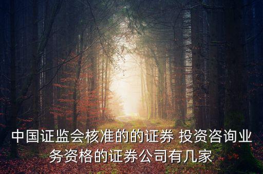 中國(guó)證監(jiān)會(huì)核準(zhǔn)的的證券 投資咨詢(xún)業(yè)務(wù)資格的證券公司有幾家