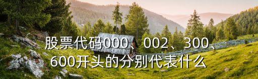  股票代碼000、002、300、600開頭的分別代表什么