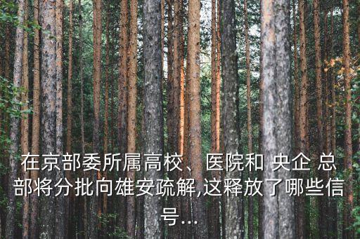 在京部委所屬高校、醫(yī)院和 央企 總部將分批向雄安疏解,這釋放了哪些信號...