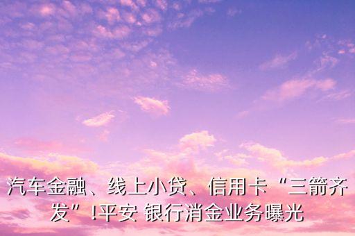 汽車金融、線上小貸、信用卡“三箭齊發(fā)”!平安 銀行消金業(yè)務曝光