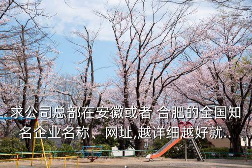 求公司總部在安徽或者 合肥的全國(guó)知名企業(yè)名稱、網(wǎng)址,越詳細(xì)越好就...