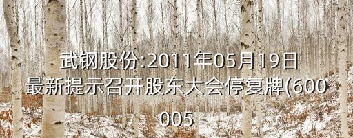  武鋼股份:2011年05月19日最新提示召開(kāi)股東大會(huì)停復(fù)牌(600005