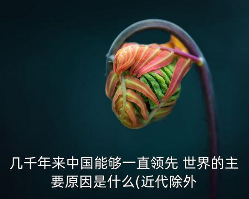 幾千年來中國能夠一直領先 世界的主要原因是什么(近代除外