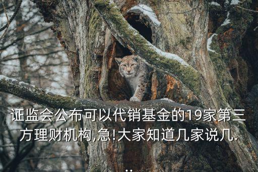 證監(jiān)會公布可以代銷基金的19家第三方理財(cái)機(jī)構(gòu),急!大家知道幾家說幾...