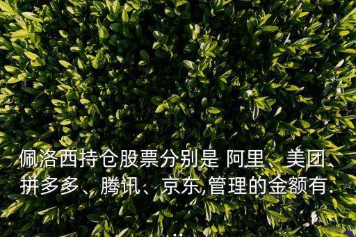 佩洛西持倉(cāng)股票分別是 阿里、美團(tuán)、拼多多、騰訊、京東,管理的金額有...