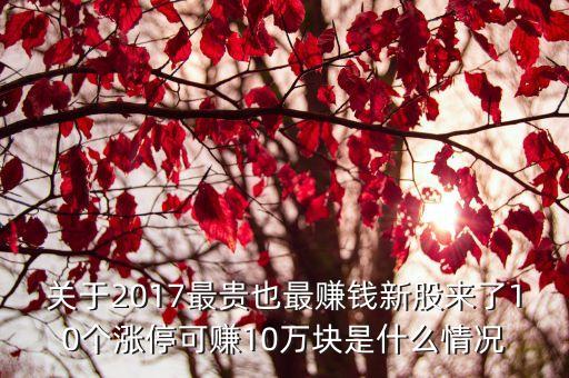 關(guān)于2017最貴也最賺錢新股來了10個漲?？少?0萬塊是什么情況