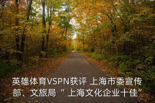 英雄體育VSPN獲評 上海市委宣傳部、文旅局“ 上海文化企業(yè)十佳”