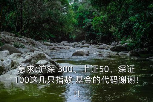 急求:滬深 300、上證50、深證100這幾只指數(shù) 基金的代碼謝謝!!!