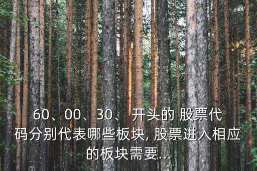 60、00、30、 開頭的 股票代碼分別代表哪些板塊, 股票進(jìn)入相應(yīng)的板塊需要...