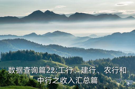 數(shù)據(jù)查詢篇22:工行、建行、農(nóng)行和中行之收入?yún)R總篇