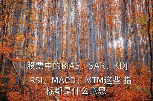  股票中的BIAS、SAR、KDJ、RSI、MACD、MTM這些 指標(biāo)都是什么意思