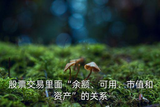  股票交易里面“余額、可用、市值和 資產(chǎn)”的關(guān)系