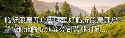 臨沂股票開(kāi)戶(hù)去哪里好臨沂股票開(kāi)戶(hù) 地址臨沂證券公司營(yíng)業(yè)時(shí)間...