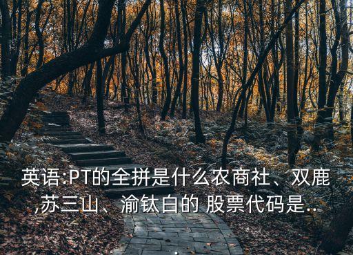 英語(yǔ):PT的全拼是什么農(nóng)商社、雙鹿,蘇三山、渝鈦白的 股票代碼是...