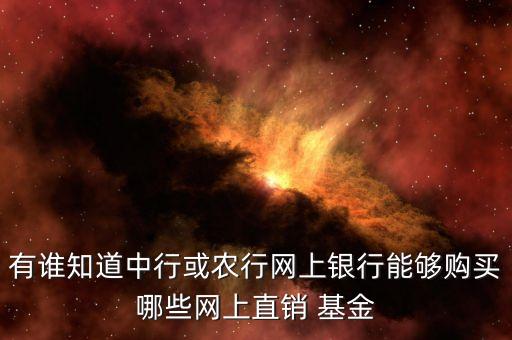 有誰(shuí)知道中行或農(nóng)行網(wǎng)上銀行能夠購(gòu)買哪些網(wǎng)上直銷 基金
