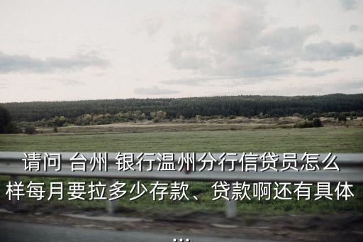 請問 臺州 銀行溫州分行信貸員怎么樣每月要拉多少存款、貸款啊還有具體...