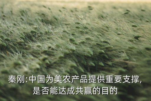 秦剛:中國為美農產品提供重要支撐,是否能達成共贏的目的