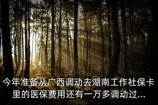 今年準(zhǔn)備從廣西調(diào)動(dòng)去湖南工作社?？ɡ锏尼t(yī)保費(fèi)用還有一萬多調(diào)動(dòng)過...