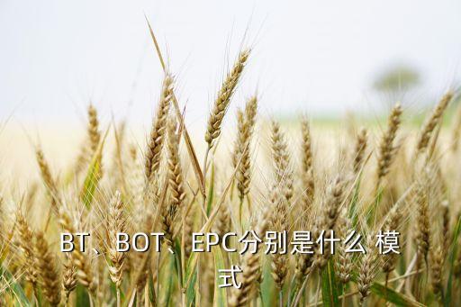 BT、BOT、EPC分別是什么 模式
