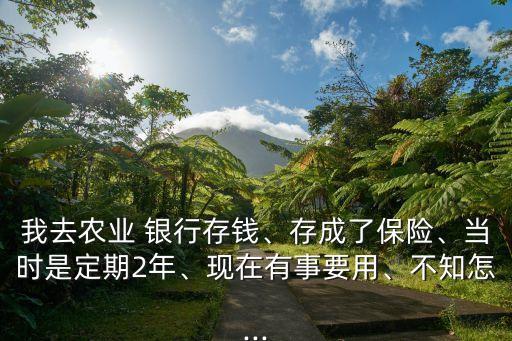 我去農(nóng)業(yè) 銀行存錢、存成了保險、當(dāng)時是定期2年、現(xiàn)在有事要用、不知怎...