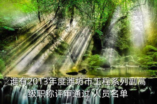 誰(shuí)有2013年度濰坊市工程系列副高級(jí)職稱(chēng)評(píng)審?fù)ㄟ^(guò) 人員名單