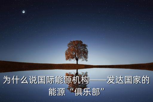 為什么說國際能源機構——發(fā)達國家的能源“俱樂部”