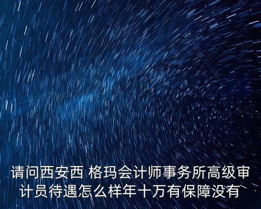請問西安西 格瑪會(huì)計(jì)師事務(wù)所高級審計(jì)員待遇怎么樣年十萬有保障沒有