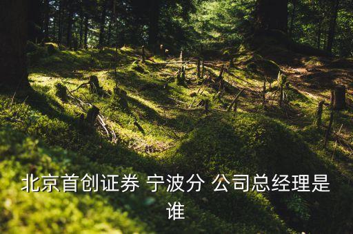 北京首創(chuàng)證券 寧波分 公司總經理是誰
